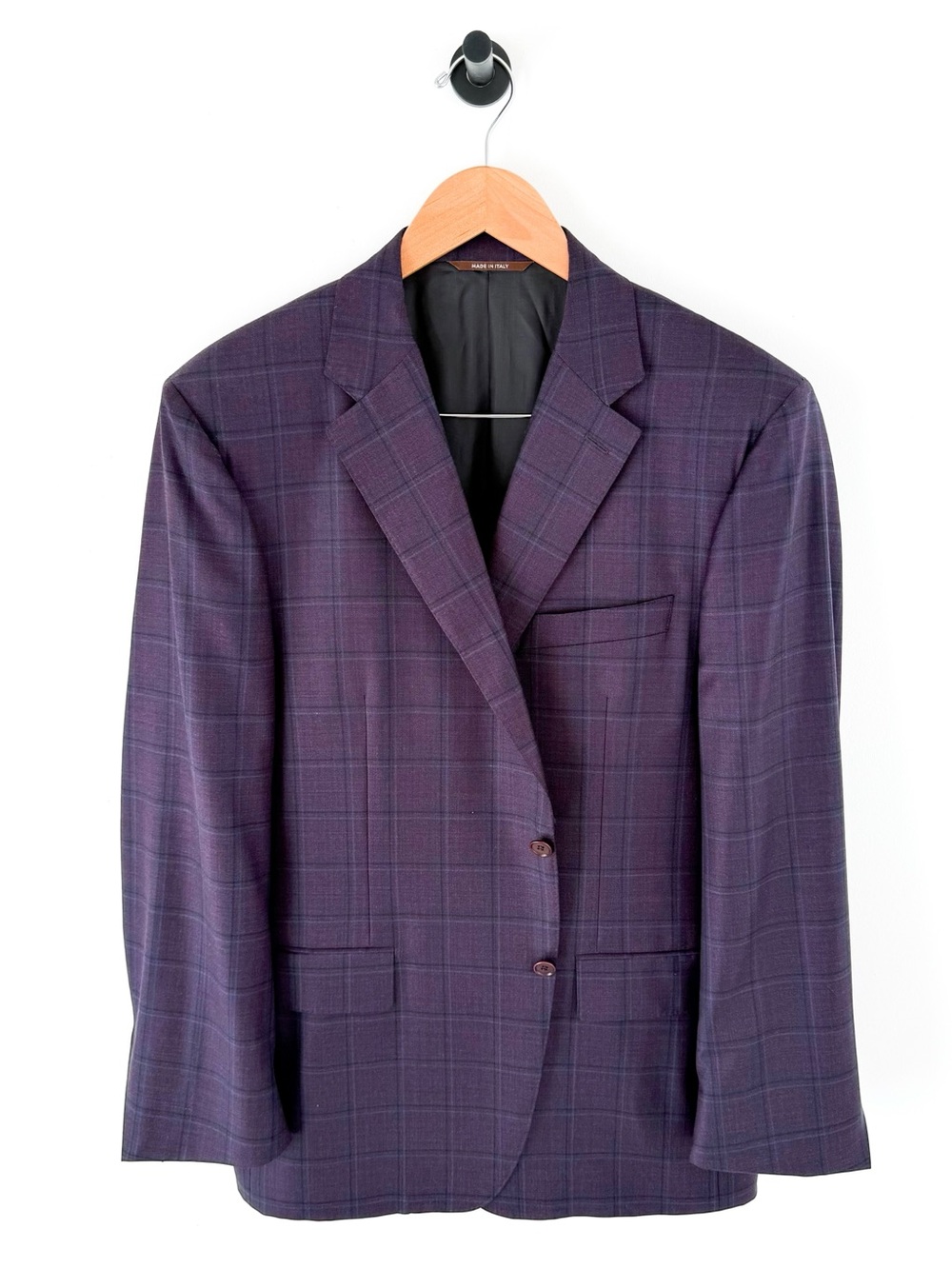 NEW Canali Men's Purple Plaid Italian Wool Sport Coat Blazer Men's 44R